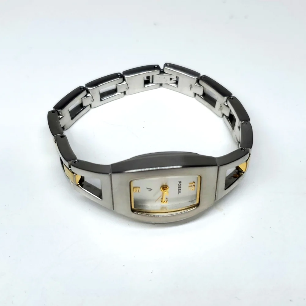 Vintage Fossil F² Watch ES9382 Gold Silver Band Watch